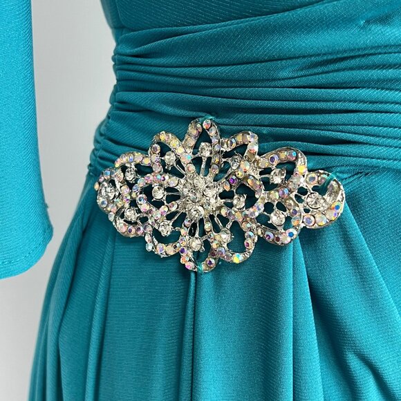 Cameron Blake by Mon Cheri Womens 112652 Formal Gown Maxi Dress Teal size 6 - Picture 7 of 16